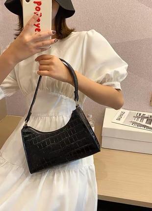 Сумка сумочка под винтаж ретро с ремешком новая черная стильная модная в руку на плечо6 фото