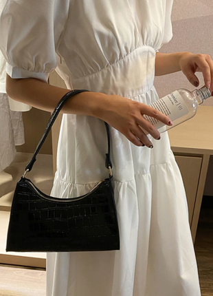 Сумка сумочка под винтаж ретро с ремешком новая черная стильная модная в руку на плечо4 фото