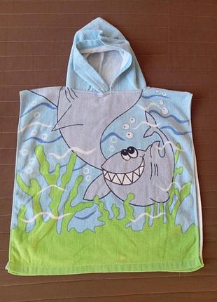 Детское пляжное полотенце пончо с капюшоном на мальчика полотенце пляжное бассейн пляж 50 х 50 см акула