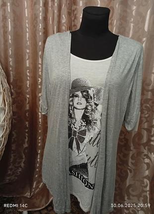 Стильная женская летняя кофточка имитация двойки