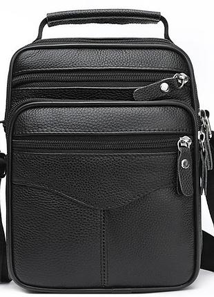Мужская кожаная сумка-барсетка через плечо черная bexhill bx-56402