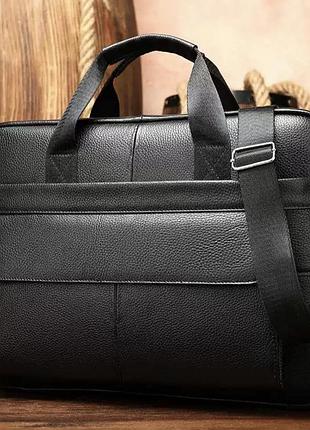 Мужская кожаная сумка для ноутбука и документов черная tiding bag rd-23134