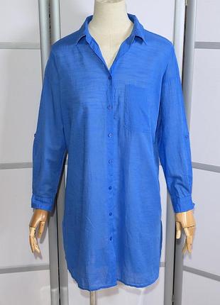 M&amp;co несирене-синее платье-рубашка туника. 100% хлопок, легкий, качественный