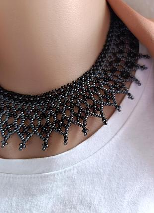 Силинка сияния ночи из бисера украшение колье ручная работа