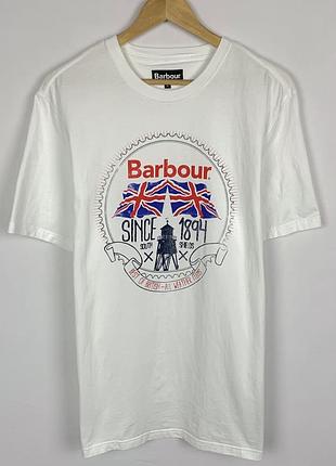 Barbour t-shirt чоловіча футболка біло барбур з беликим принтом xl розмір