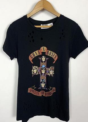 Guns n roses merch t-shirt футболка підліткова чорна мерч принт можливо підійде на жіночий slim xs