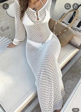 Пляжна сукня вʼязана прозора