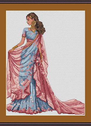 Схема для вишивки хрестиком дівчина в сарі
