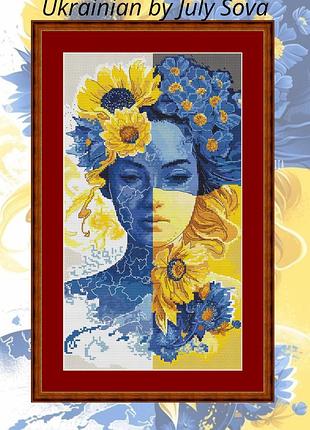 Схема для вишивки хрестиком українська дівчина