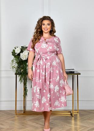 Волшебное батальное платье с карманами, 52-66 размеров. 349185