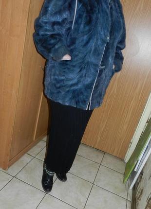 Норкова шуба-куртку,сіро-блакитна,з пишним рукавом і кишенями,великого розміру