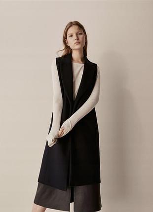 Вовняний чорний подовжений жіночий жилет бренд massimo dutti