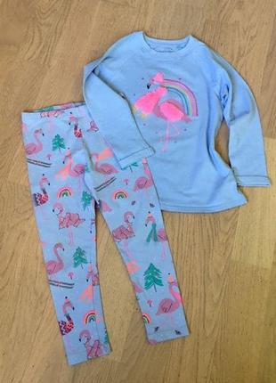 Комплект next с фламинго: лосины + реглан пижама, одежда для дома 5-6 лет хлопок есть нюансы