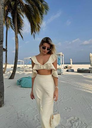 Костюм лен бохо,юбка и топ