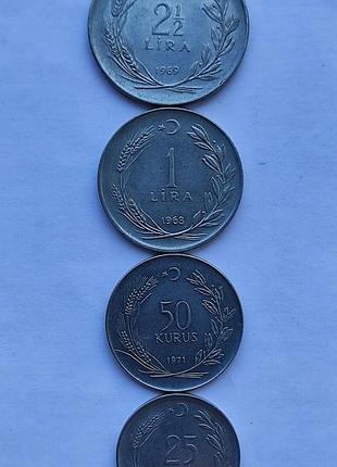 Набор монет турции  1968-1971 г.г.