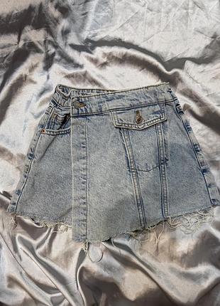 Zara джинсова спідниця з шортами