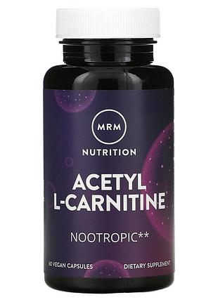 Ацетил-л-карнитин для похудения, acetyl l-carnitine, mrm, 500 мг, 60 капсул