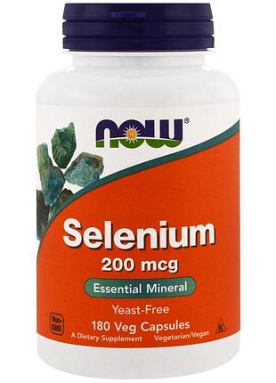 Селен, незамінний мінерал, now foods, selenium, 200 мкг, 180 капсул