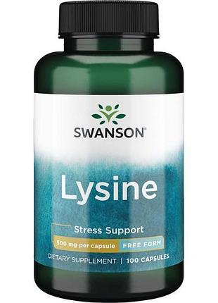 Лізин позбавлення від герпесу, l-lysine, swanson, 500 мг, 100 капсул