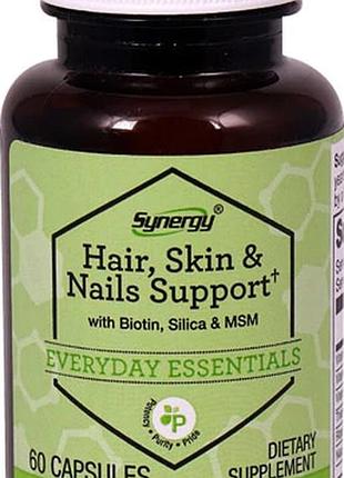 Діоксид кремнію, біотин і мсм, vitacost, hair, skin & nails support with biotin silica & msm 60 капсул