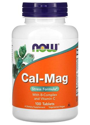 Кальции магний комплекс от стресса, cal-mag, stress formula, now foods, 100 таблеток