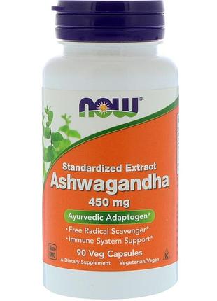 Ашваганда, now foods, 450 мг, 90 капсул