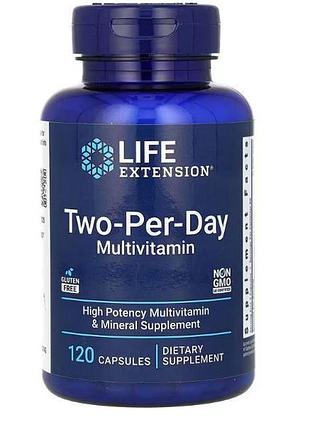 Мультивітаміни для прийому двічі на день, life extension, 120 капсул