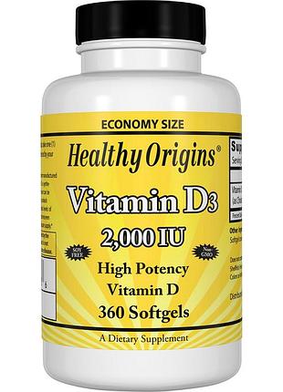 Витамин д3, healthy origins, 2000 ме, 360 капсул
