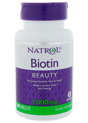 Біотин, natrol, 1000 мкг, 100 таблеток