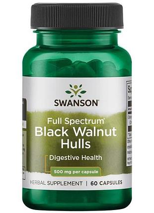 Черный орех против паразитов black walnut, swanson, 500 мг, 60 капсул
