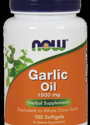 Масло чеснока, garlic oil, now foods, 1500 мг, 100 капсул