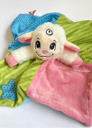 Мягкая игрушка комфортер овечка барашек обнимашка сплюшка яркая розовый комфортер салатовый овца