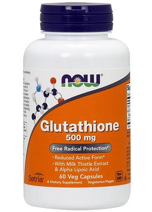 Глутатіон, glutathione, now foods, 500 мг, 60 капсул