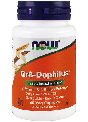 Пробиотики стабилизированные ацидофилус, gr8-dophilus, now foods, 60 капсул