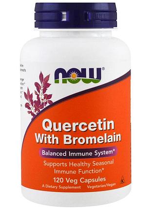 Кверцетин и бромелайн, quercetin bromelain, now foods, 120 капсул