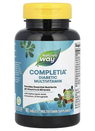 Мультивитамины для диабетиков без железа, completia, nature's way, 90 таблеток