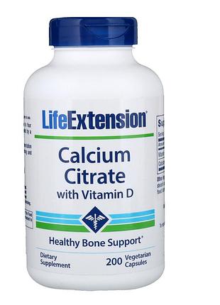 Цитрат кальция и витамин д, life extension, calcium citrate, 200 капсул