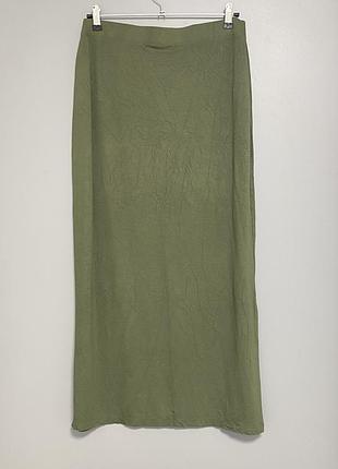 Пряма трикотажна спідниця з розрізами хакі