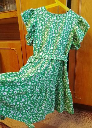 Яркое зеленое платье для девочки 140-146 2