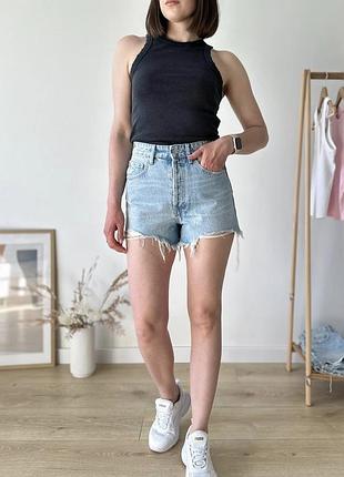 Шорти джинсові базові з необробленим низом коттон блакитні zara 34 36 s m 4365/201