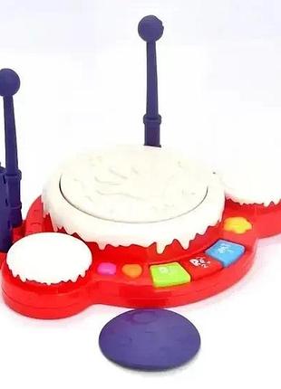 Музыкальная игрушка барабан звук, подсветка, пианино, в пакете (8111) красный
