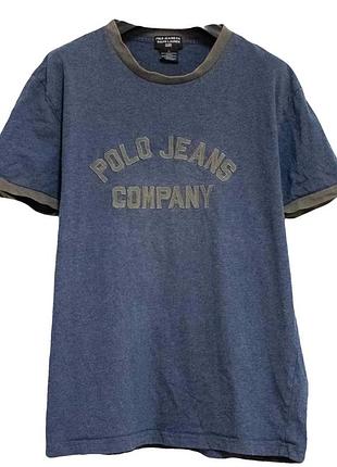 Оригінальна чоловіча футболка polo jeans co. by ralph lauren, синього кольору.без дефектів. розмір m