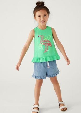 Неймовірна яскрава бавовняна майка з фламінго на дівчинку 6/7р m&s collection