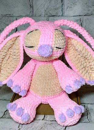 Мягкая игрушка вязаная ручной работы амигуруми стич ангел из плюша handmade 27 см