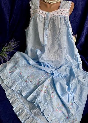 Вінтаж!🎋🌸✨100% натуральна бавовна аdonna нічна сорочка сукня з вишивкою і мереживом