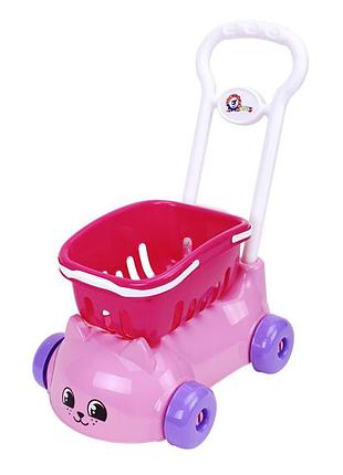 Игрушечная тележка котик технок 7587txk с корзинкой hjk