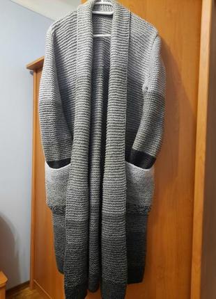 Вязаный кардиган, пальто вязаное, ручная работа, шерсть