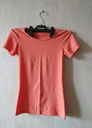 Футболка базовая трикотажная тонкая цвет коралл/лосось xs
