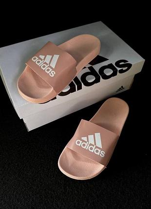 Жіночі шльопанці adidas рожеві з еко шкіри kk_9271