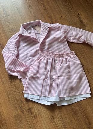 Костюм льон сорочка бавовна шорти спідниця з підкладом